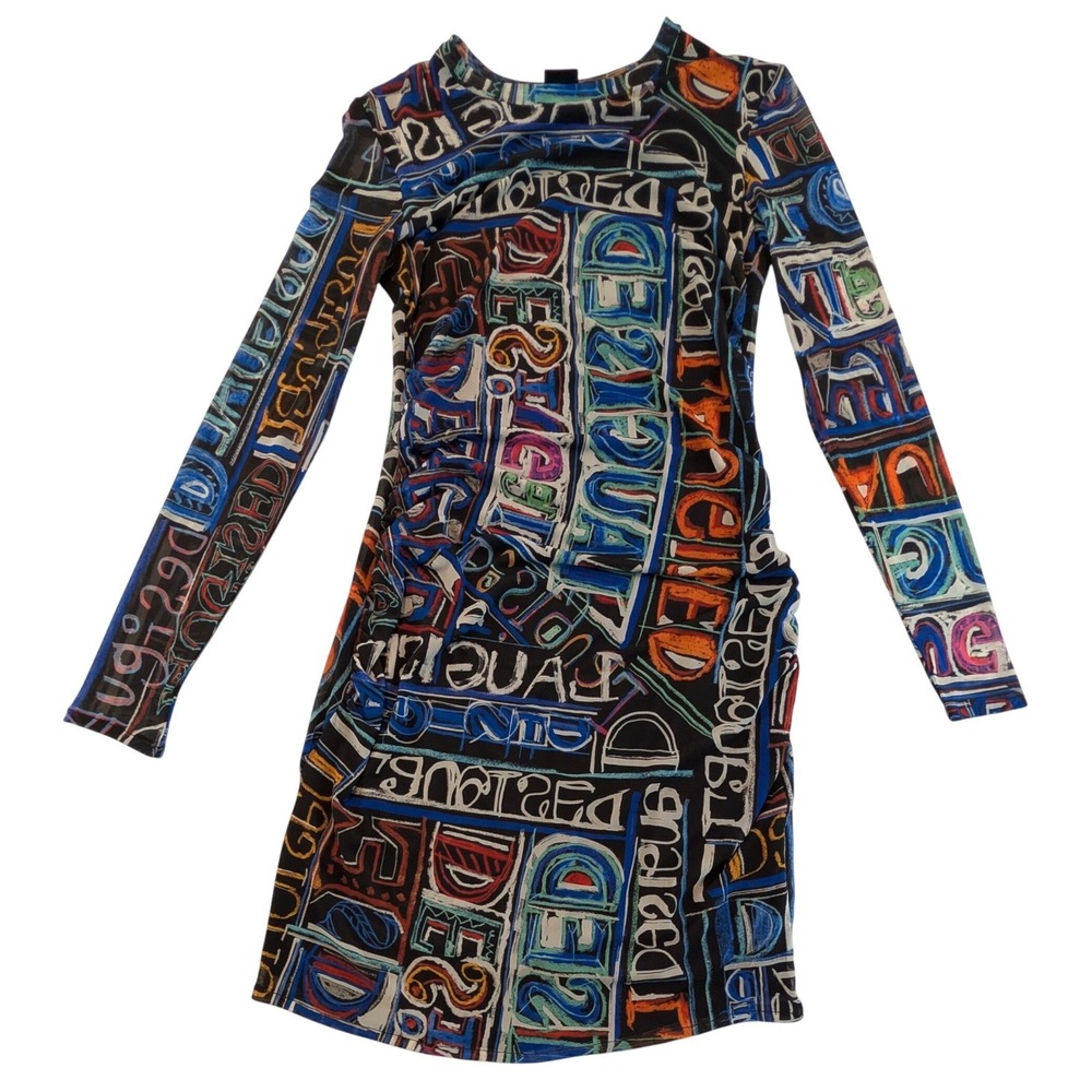 Desigual x Mariscal mesh bodycon Graphic Wearable Art Dress Size S